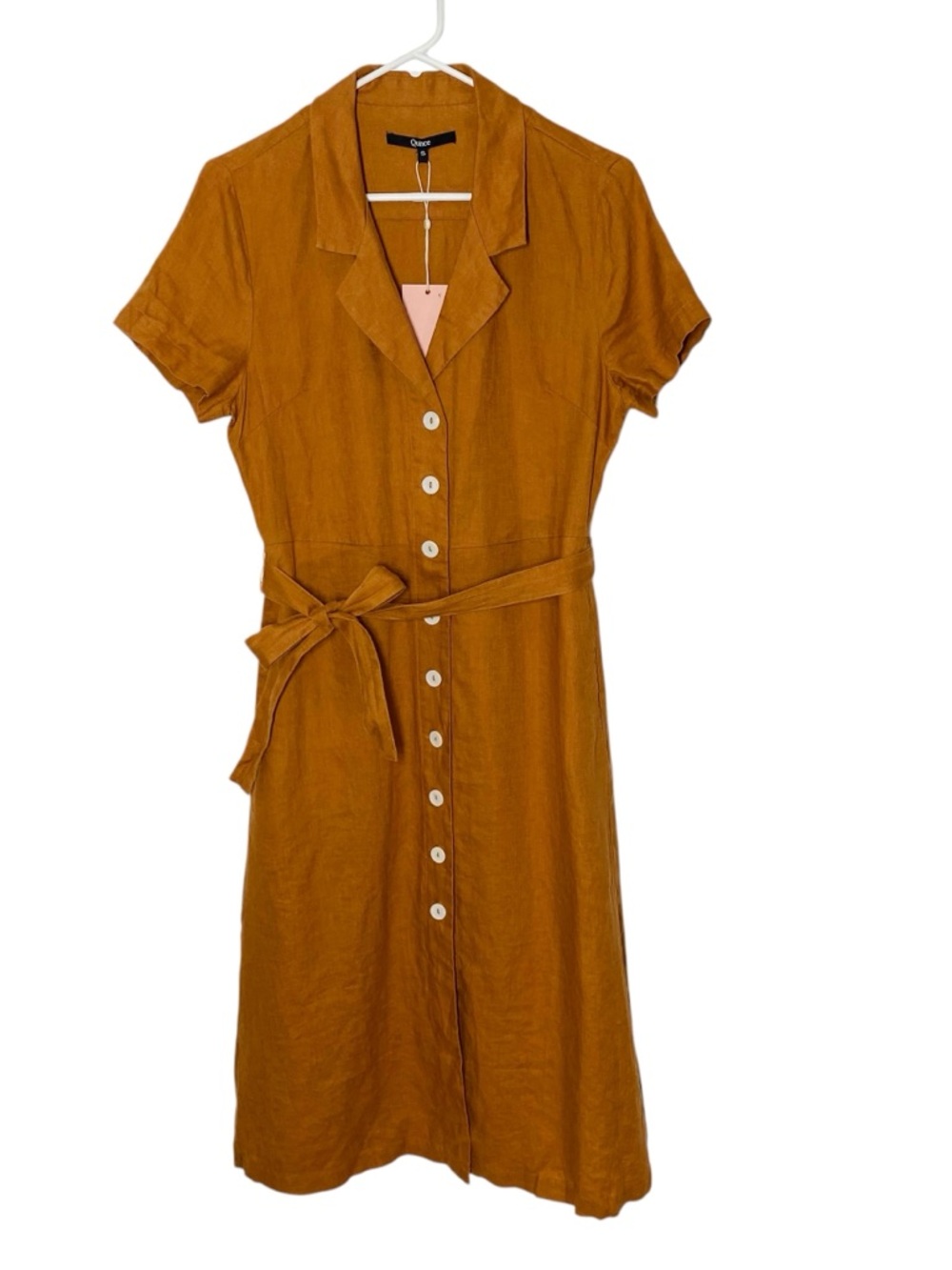 NWT QUINCE 100% Linen Belted Shirt Dress - Picture 2 of 8